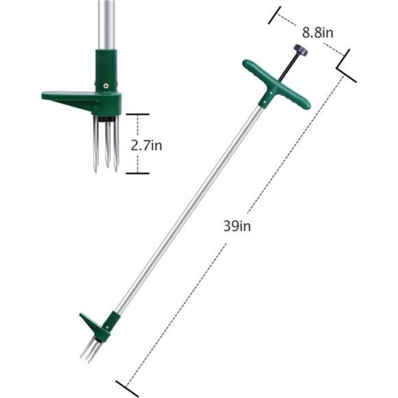 Stand-Up Weeder and Root Removal Tool with 3 Stainless Steel Claws, 39" Long - Picture 6 of 6
